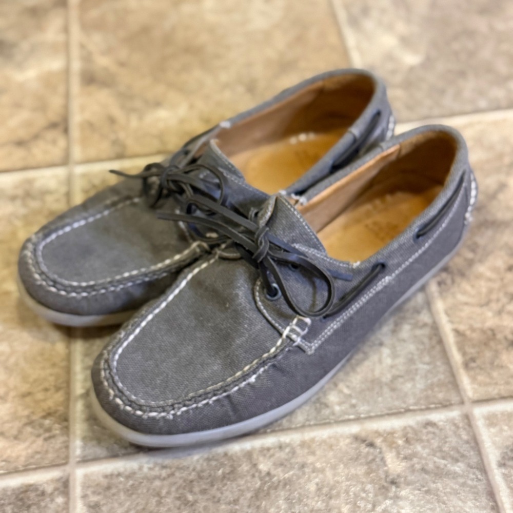 Peter Millar Mens Grey Canvas Boat Shoes MS16F01 Size 8M Brazil